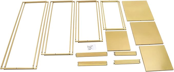 4Pcs Golden Metal Rectangular Flower Stand for Wedding Decorations, Easy to Install, DIY Fun, Unique Design