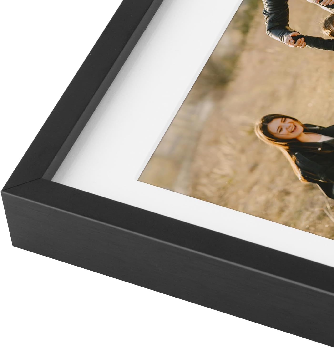 Frametory - 11x14 Aluminum Collage Picture Frame - Display 4x6 Pictures with 5 Openings Mat - Real Glass Front - Horizontal/Vertical Wall Mount - Black 1 Pack