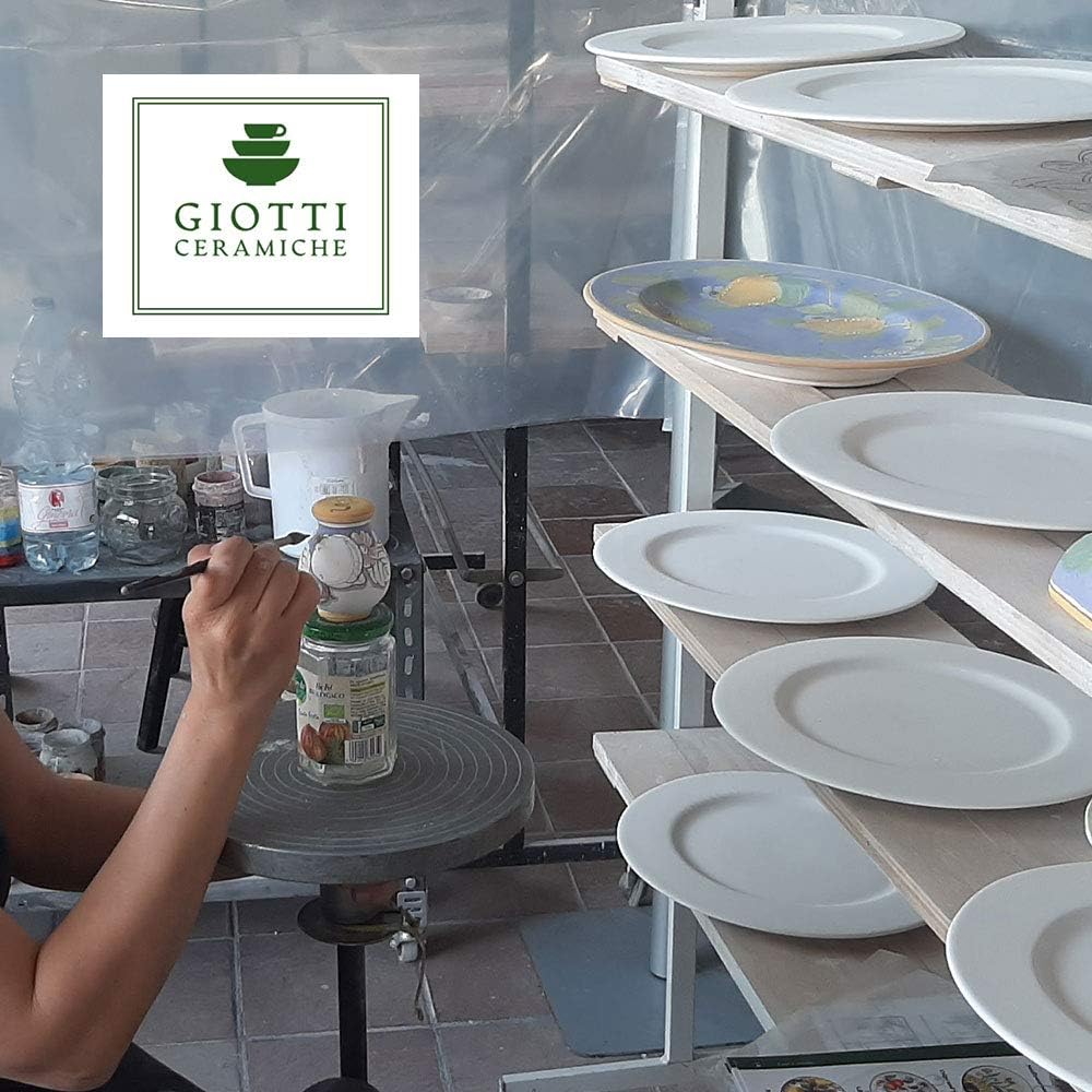 Italian Ceramic Salt Keeper - Hand Painted kitchen Storage Salt Jar with lid Tea Coffee and Spices- Made in ITALY Tuscany - Italian Pottery - Home Decor Olive