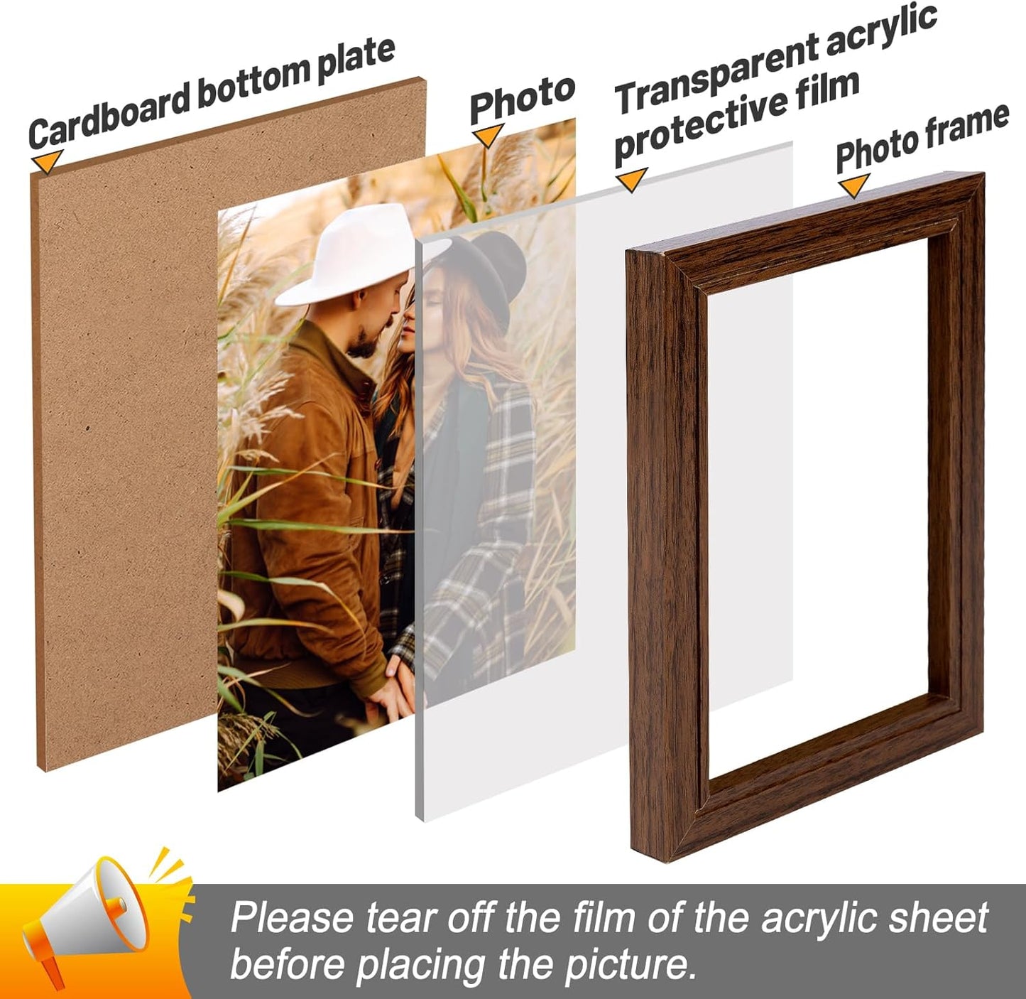 Biggun 4x6in 5 Folding Accordion Picture Frame - Foldable Hinged Collage Photo Frames for Tabletop Display Multiple Family Pictures Birthday Father's Day Gifts (Brown)