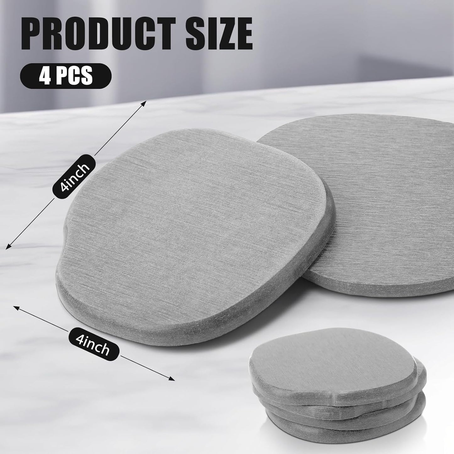 Diatomaceous Earth Coaster ,Set of 4,Unique White Absorbent Coasters for Drinks,Modern Aesthetic Instant Dry Stone Drink Coasters(4,Light Grey)