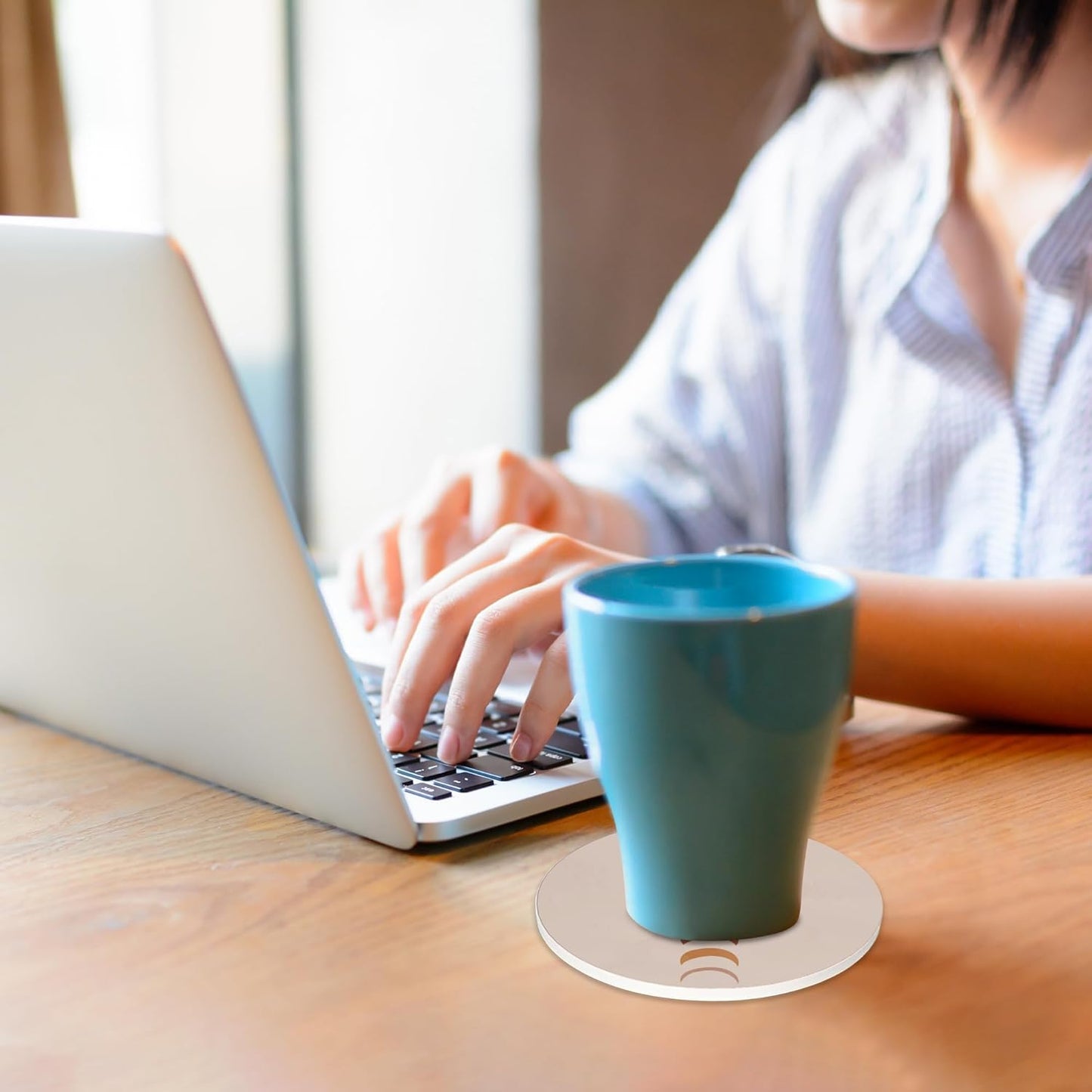 Drink Coasters for Drinks Set of 6, Boho Art Absorbent Round Ceramic Stone Mat Coaster, with Cork Base and Metal Holder, Home Bar Decor House Warming Gift