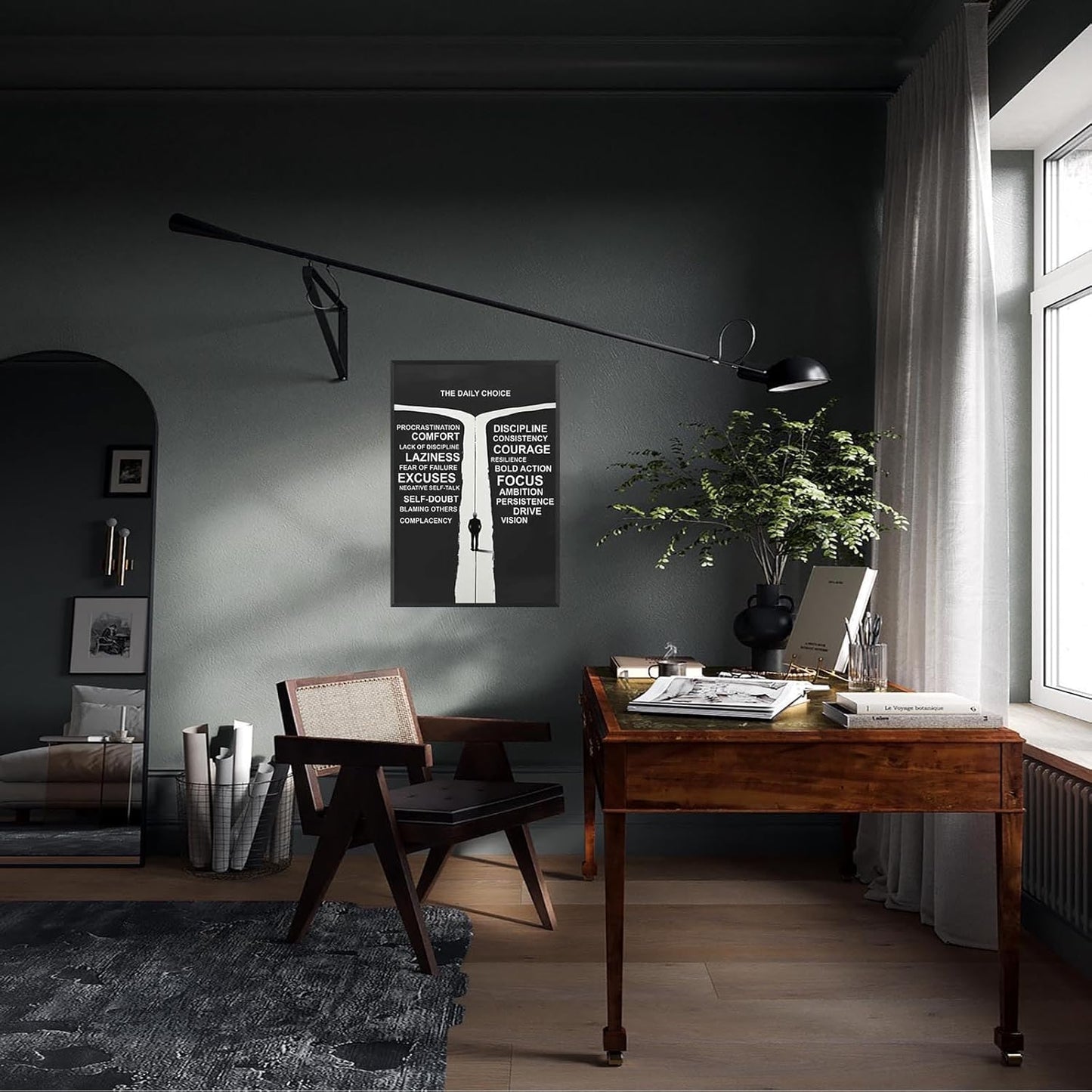 Inspirational Self-Discipline Poster Growing Up The Daily Choice Wall Art Discipline Vs Comfort Choose Prints Painting For Living Room Bedroom Office Wall Decor 24x36in Framed