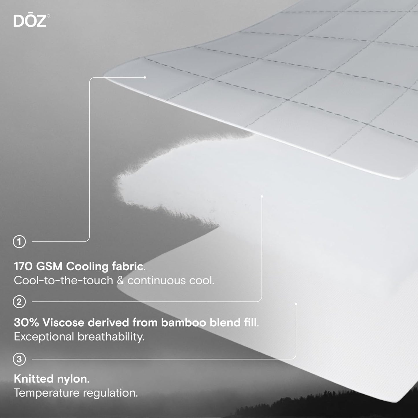 DOZ Summer Cooling Comforter, Cooling Blanket for Hot Sleepers and Night Sweats, Q-Max Over 0.4, Cool to The Touch Cover, Breathable, Lightweight, Soft, 106"x90", Thundercloud, King/Cal King