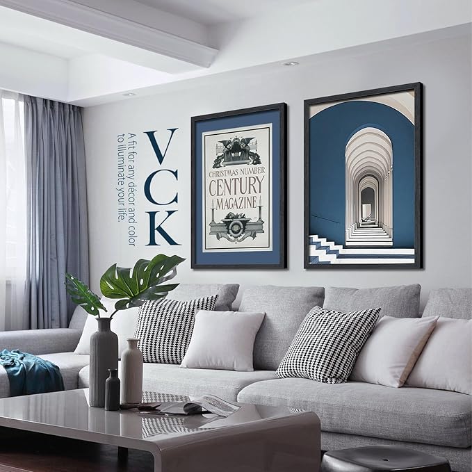 VCK 24x36 Poster Frame Black Oak - 3 Pack, Exclusive Natural Textured Solid Wood Picture Frame, Wall Hanging