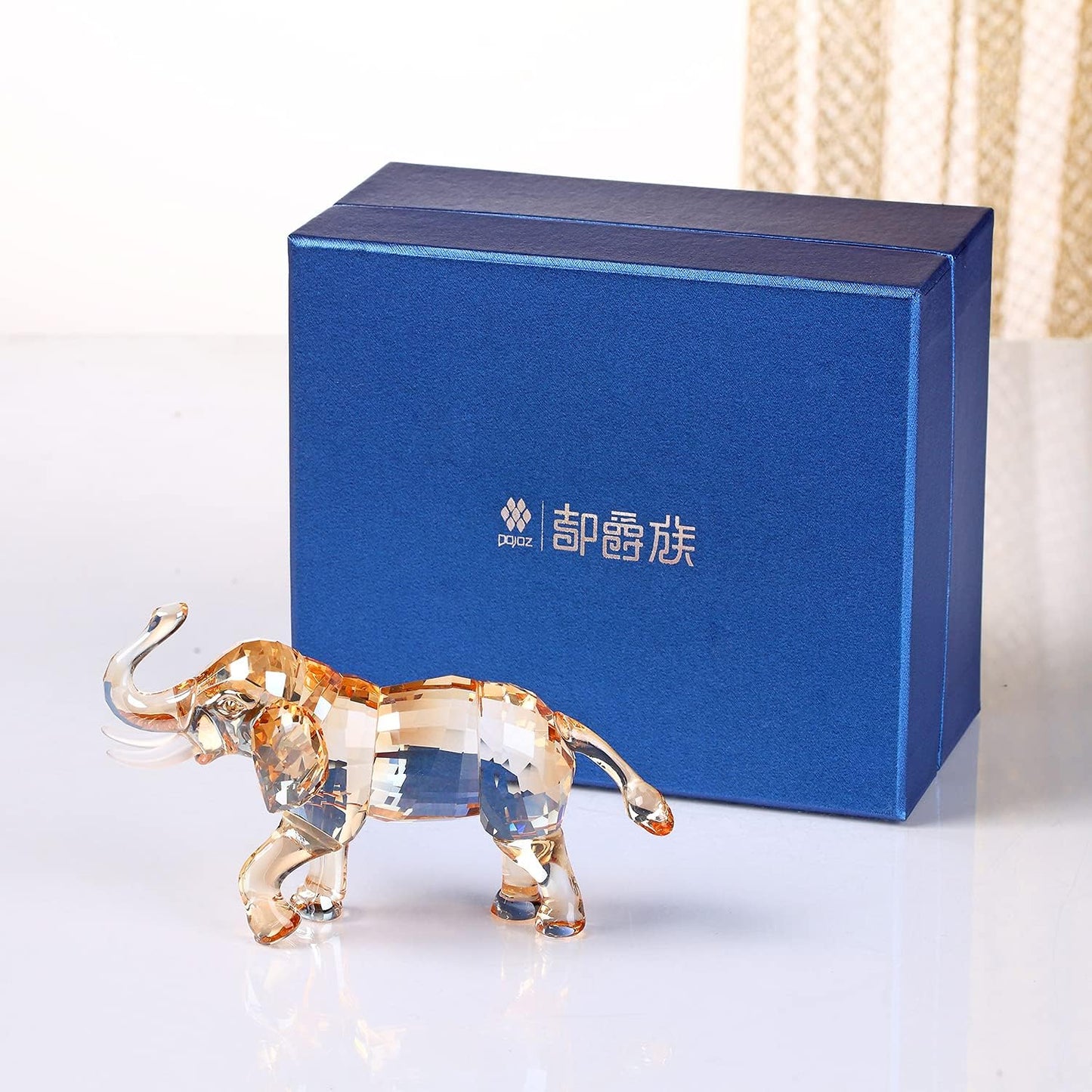 Crystal Lucky Elephant Figurine Collection Ornament Statue Animal Collectible Home Decor (Pink)