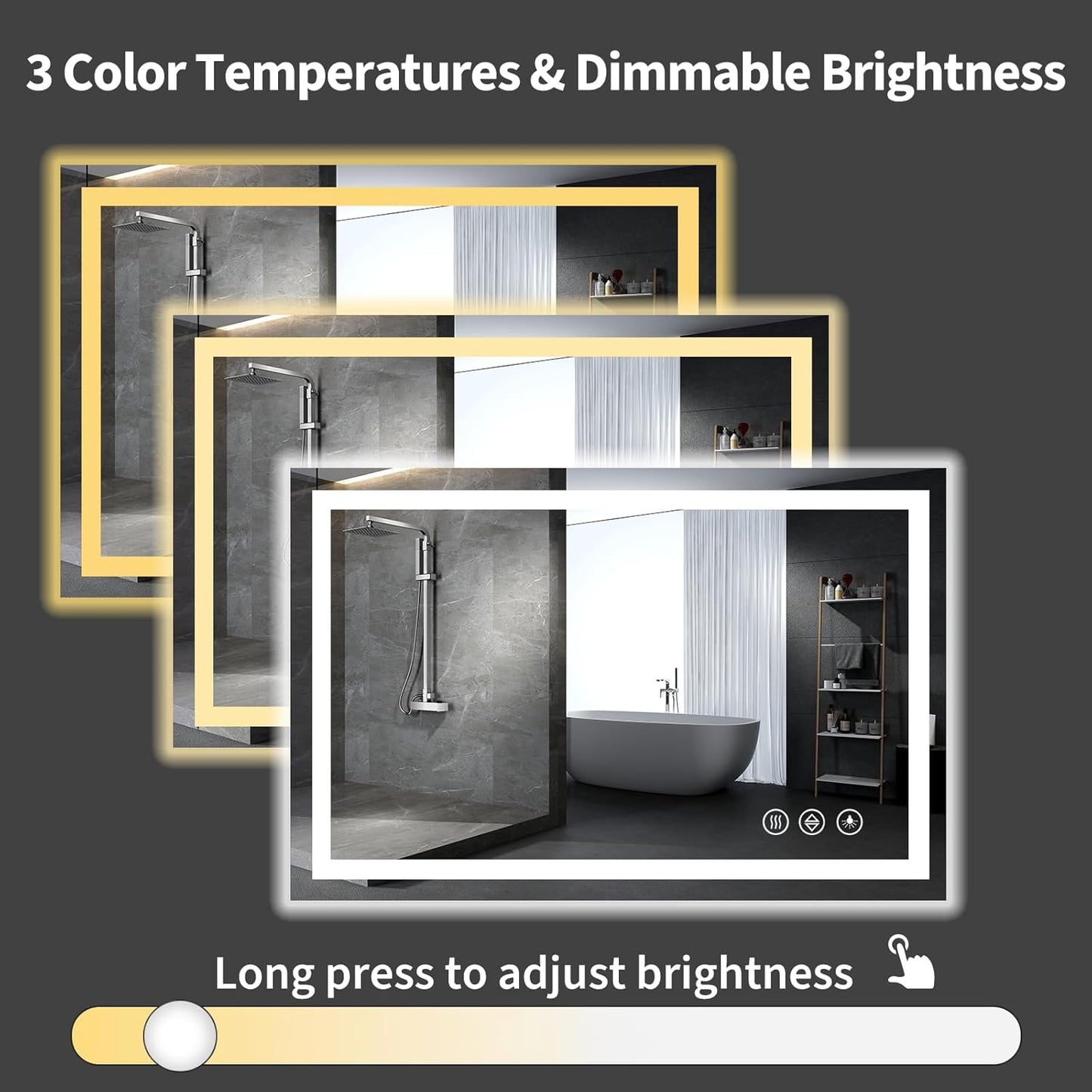 Koonmi 55"x30" LED Mirror for Bathroom, 90CRI Anti-Fog Vanity Mirror with Front and Backlight, Shatter-Proof Wall Mirror with Light, Easy Install Lighted Mirror for Modern Bathroom (IP65)