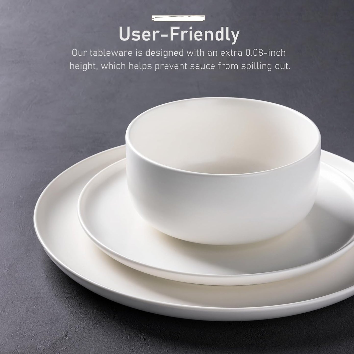 LERATIO Stoneware Dinnerware Sets for 4,Handcarft Ceramic Plates and Bowls Sets,Chip and Scratch Resistant Dishes, Dishwasher & Microwave Safe, Oven safe,Reactive Glaze-White