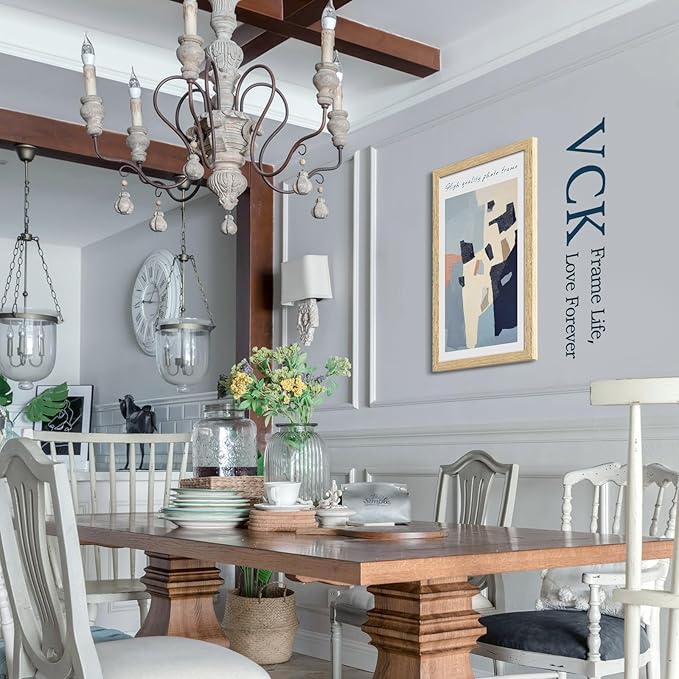 VCK 14x24 Picture Frame Set of 3 - Oak, Natural Solid Wood, Exclusive Wood Grain Poster Frame, Wall Hanging