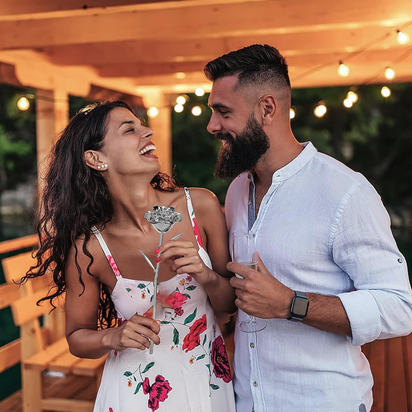 Gold Dipped Infinity Rose Last Forever Flower Decor, Birthday Gift for Women in Her Birthday Mothers Day, Resin Preserved Rose | Anniversary Present for Mom (Silver)