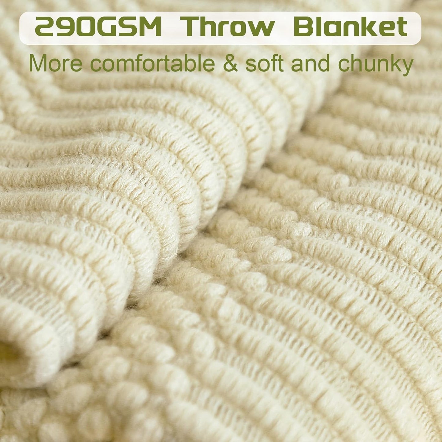 Blagic Knitted Throw Blanket for Couch, Bed and Sofa. Super Soft Blanket with Tassels, Beige Throw Blanket, 60 x 80Inches Lightweight & Cosy Home Decor