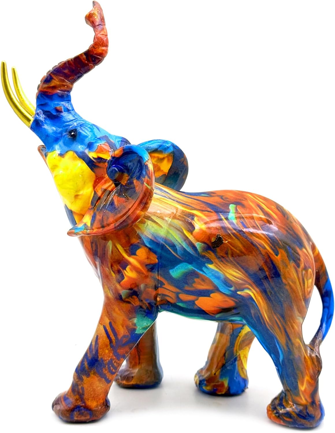 Colorful Elephant Statue Sculpture Figurine for Home, Office, Living Room, Desktop Decoration, Garden Outdoor Decor (Large)