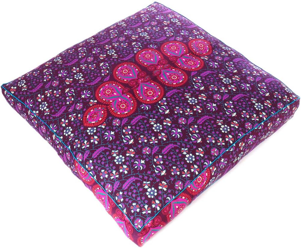 Eyes of India - Mandala Floor Pillow Cover Meditation Cushion Seating Throw Hippie Round Colorful Decorative Bohemian Indian Pouf Ottoman Handmade Cover ONLY (Purple 1, 35" x 35")