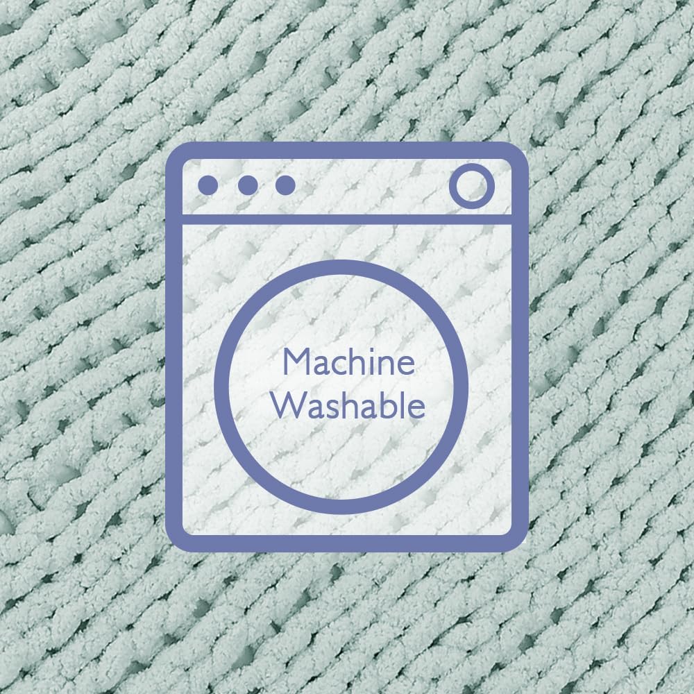 Bigacogo Chunky Knit Throw Blanket for Couch, 40x60 inches, 100% Hand Knitted with Thick Jumbo Chenille Yarn, Cozy Soft Large Rope Knot Cable Crochet Blankets for Sofa Bed Living Room, Mint