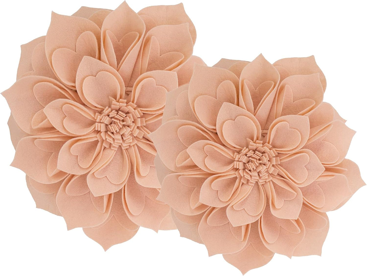 Fennco Styles Handmade 3D Heart-Shaped Petals Flower Decorative Throw Pillow Cover Only - 13" Round Rose Floral Pillow Case for Couch, Home Décor and Holiday, Housewarming Gift