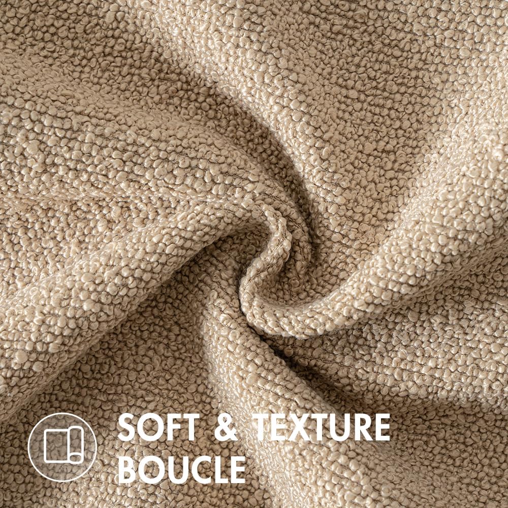 MIULEE 16x16 Inch Decorative Pillow Covers for Couch Bed Set of 2 Textured Boucle Neutral Winter Throw Pillows Khaki Accent Solid Cushion Pillowcases Sofa Livingroom Home Decor