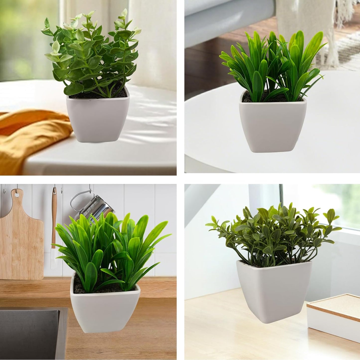Cutepet 3 Pcs Small Fake Plants, Realistic Artificial Greenery Faux Plants Indoor/Outdoor for Home、 Office Desk & Bathroom Decorations,Adjustable Leaves, Maintenance-Free