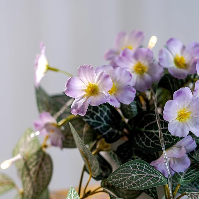 2PCS Artificial Hanging Plant with Pot Faux Hanging Plants Small Hanging Plants Pot with Artificial Vines and Flower Greenery Decoration for Living Room Wall Home Wall Shelf (Purple)