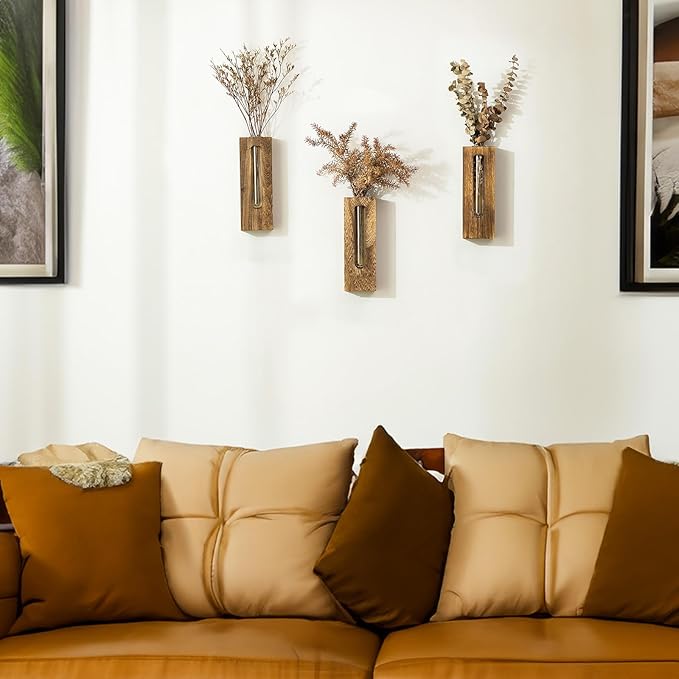 Wall Hanging Glass Planter Tubes - Propagation Station for Indoor Plants Hydroponic Plant Cuttings - Planters Gifts for Mom Wife Women Friend