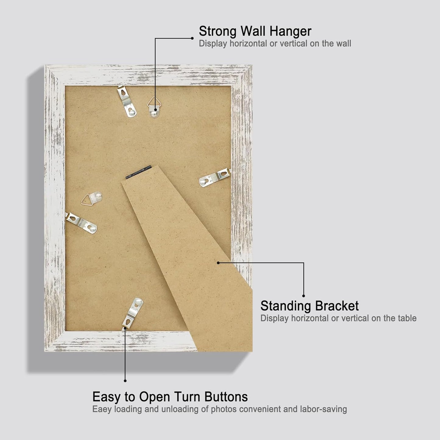 iRahmen 6x9 Picture Frame Set of 2, Distressed White Frame with HD Glass, Wood Rustic Photo Frames for Horizontal or Vertical Tabletop and Wall Mounting