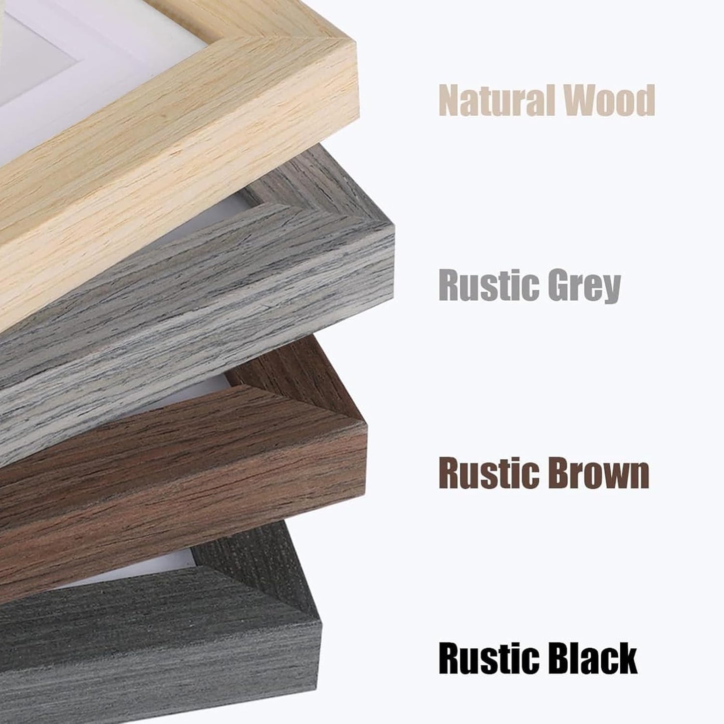 Egofine 9x12 Picture Frame Set of 4, Made of Solid Wood Multicolor Photo Frames Covered by Plexiglass 5x7 and 6x8 with Mat or 9x12 without Mat, for Table Top Display and Wall Mounting Mixed Colors