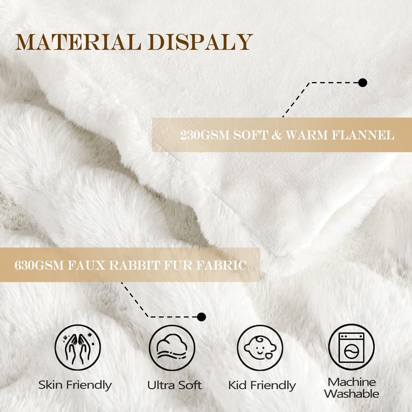 Latepis White Throw Blanket for Couch, Soft Faux Fur Bubble Blankets for Sofa Bedroom Living Room, Cozy Warm Fluffy Blanket for Winter, Great Birthday Gift Selection, 50x60 Inch, 860GSM