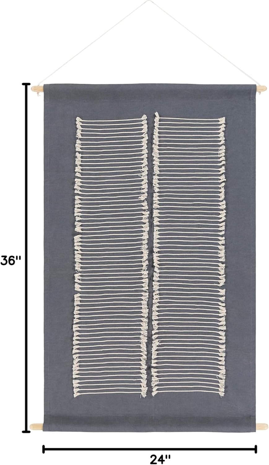 Mark&Day Wall Art, Lassing Modern Farmhouse Charcoal Macrame Tapestry Wall Hanging for Living Room, Bedroom, Office or Kitchen (36"H x 24"W)