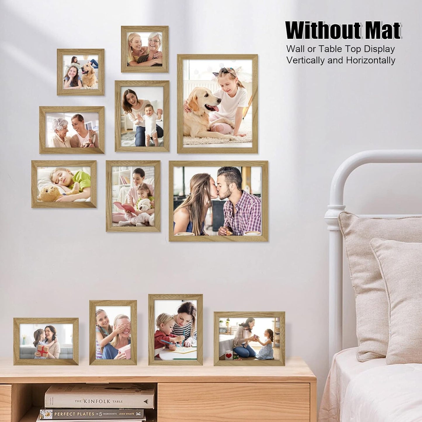 Egofine Picture Frame Set 12 Pack, Gallery Wall Frame Collage with Two 8x10, Four 5x7, Four 4x6, Two 4x4 for Wall and Tabletop, Made of Solid Wood, Covered by Plexiglass, Carbonized Brown