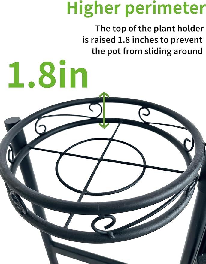 Metal Plant Stand Indoor Outdoor, 5 Tier 5 Potted Multiple Plant Shelf Stands, Wrought Iron Flower Holder Shelf, Folding Tall Rack Shelf for Patio, Balcony, Corner Living Room - BlackCircle