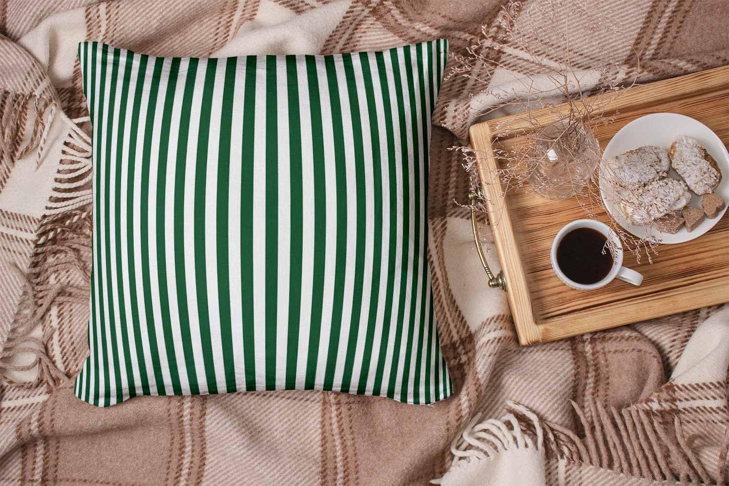 Green Stripes Throw Pillow Covers Geometric Pillowcases 18X18 Inch Pillow Case Covers for Couch Bedroom Living Room