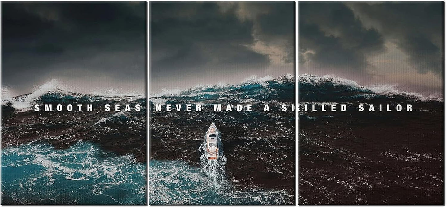 GoForArt Inspirational Canvas Wall Art, Famous Quote Prints Motivational Wall Decor, Boat Sea Poster for Office Living Room, Ocean Bedroom Dining Room Artwork Home Decoration