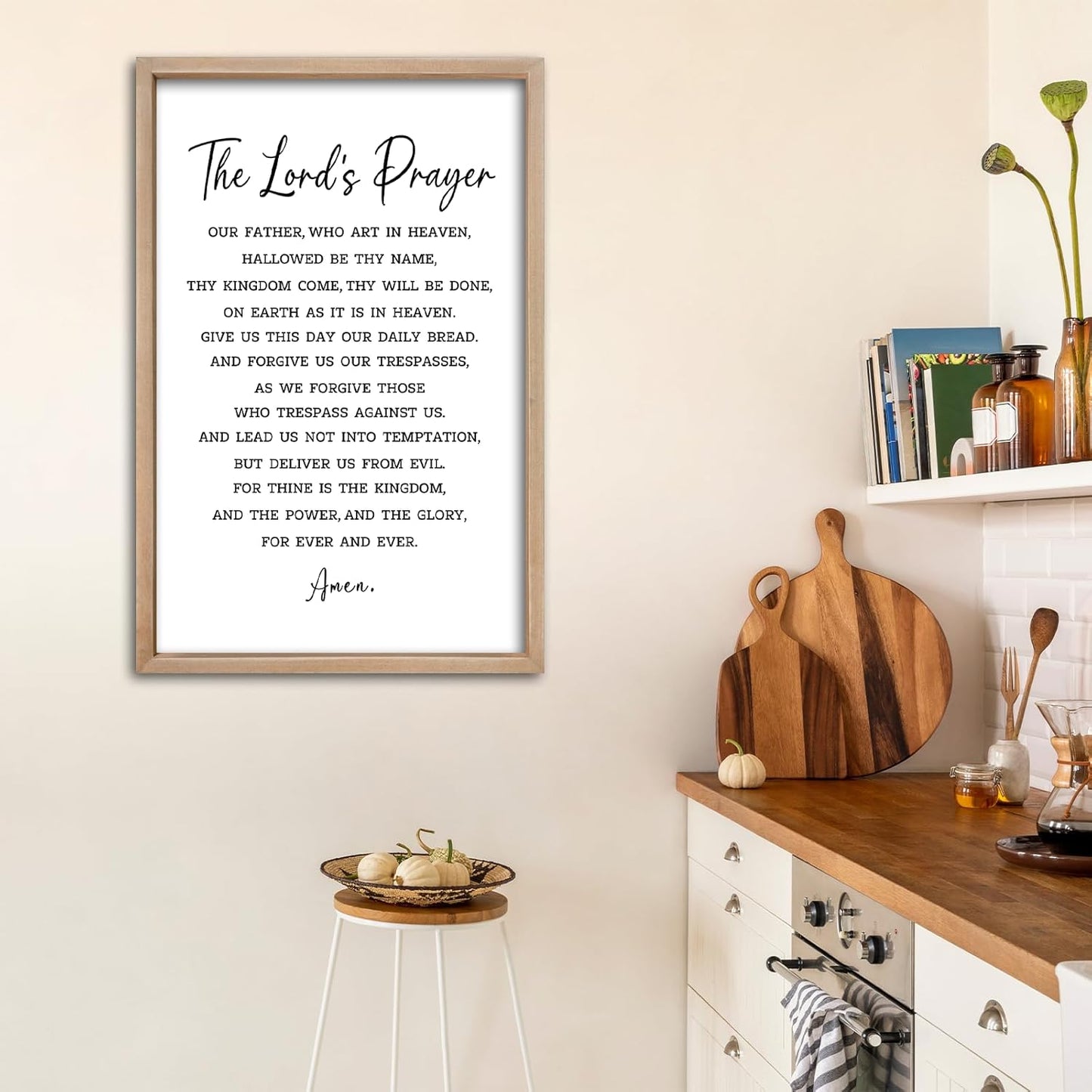 comurdyo Christian Wall Art The Lords Prayer Rustic Bible Verse Wall Decor 16"×11" Our Father Prayer Inspirational Positive Religious Saying Sign God Jesus Scripture Print Hanging (Wood)