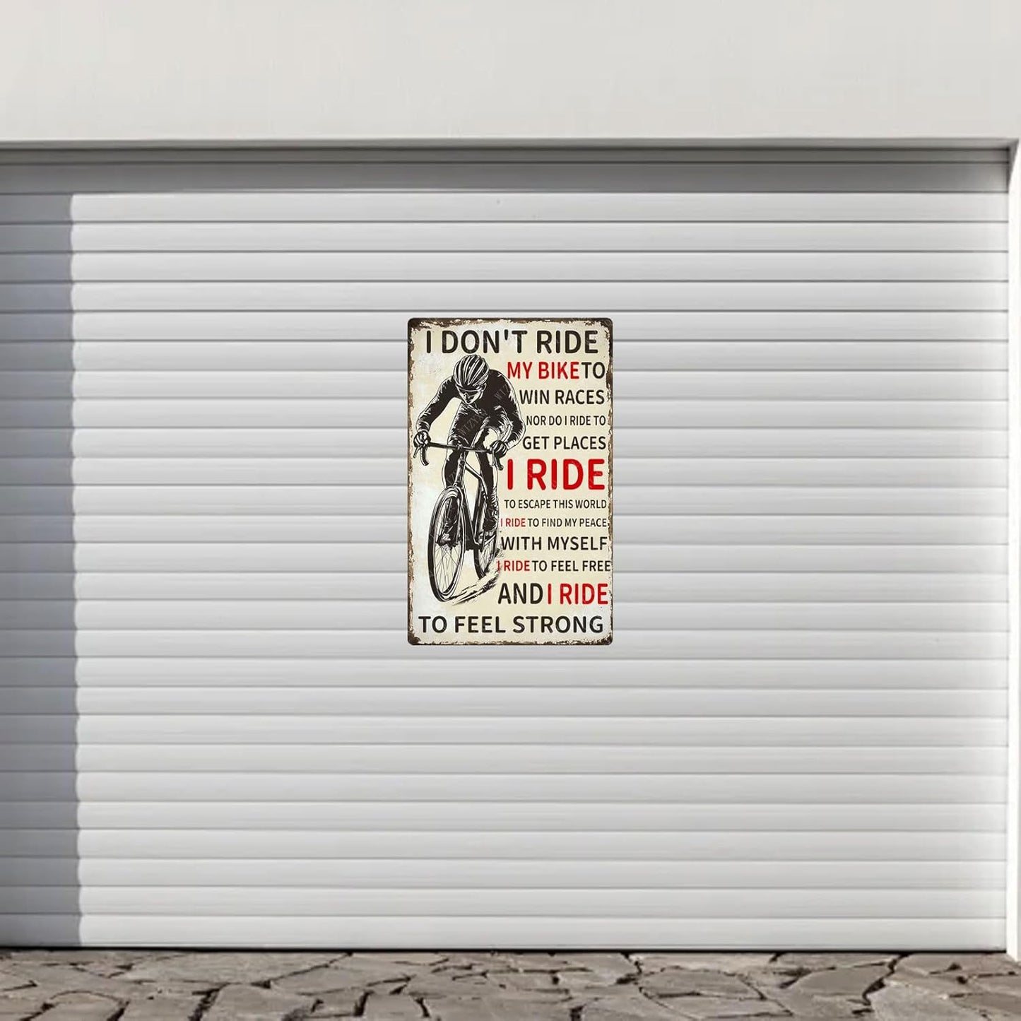 Bicycle I Don't Ride My Bike To Win Races Vintage Metal Sign Mountain Bikers Tin Sign for Home Garage Men Cave Outdoor Yard 12×8 Inch