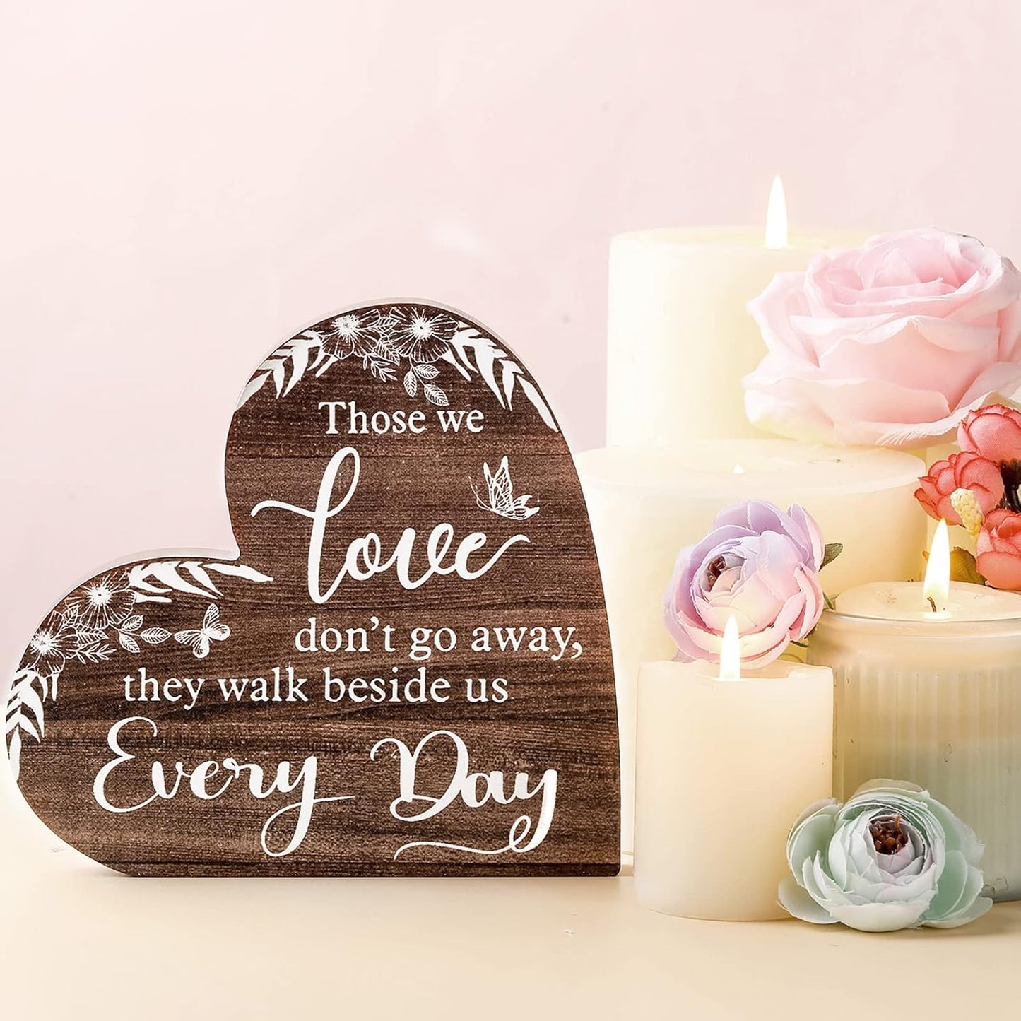 Jetec Sympathy Gift Memorial Wooden Heart for Loss of Loved One Remembrance Bereavement Decor Condolence Sign for Grief Father Mother Son Brother, 6. 3 x 6 x 0. 7 Inches(Retro Style)