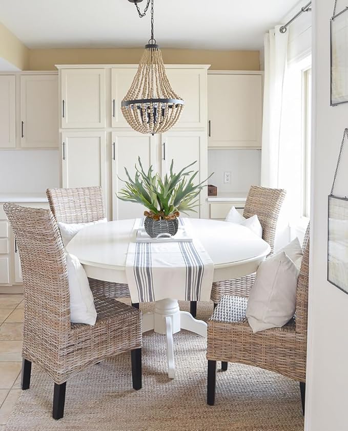 Hollyone Artificial Staghorn Fern Hanging Plants, Fake Boston Fern Hanging Plant in Persian Rattan Pot Faux Fern Plant Potted Hanging Plant for Indoor Outdoor Home Wall Room Garden Decor