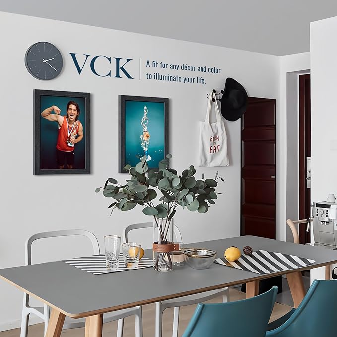 VCK 11x17 Picture Frame 3 Pack - Black Oak, Natural Textured Solid Wood Poster Frame, Wall Hanging