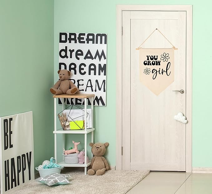 You Grow Girl-Daisy Decor-Flag Sign Gifts for Baby Newborn Boys Girls Kids-Banner Wall Decor Gifts for Nursery Bedroom Playroom Front Door-Baby Gift Shower-New Home Gift- Christmas Gift