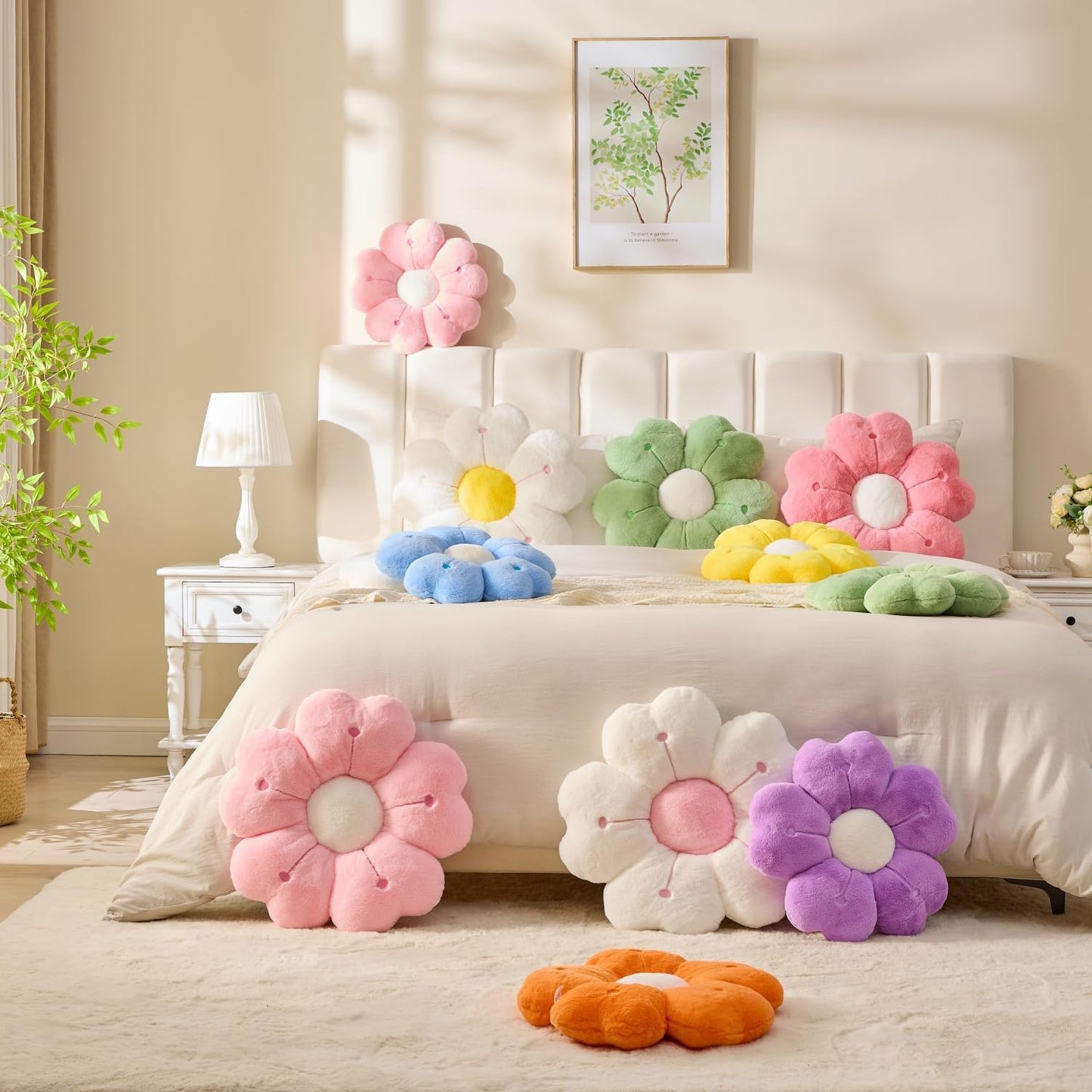 Flower Pillow, Cute Daisy Pillow 19.6In Yellow Flower Shaped Plush Throw Pillow for Home Bedroom Sofa Chair Couch Decor