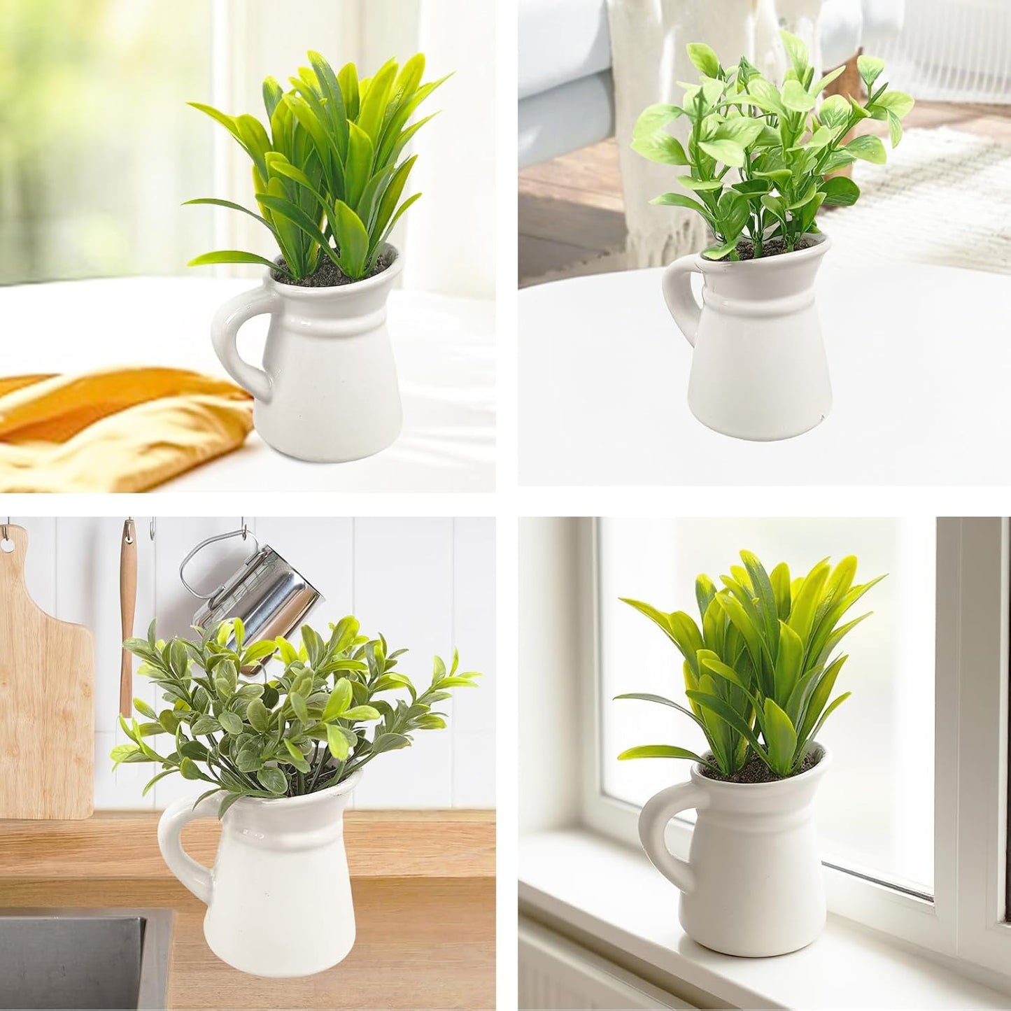 Cutepet 3 Pack Artificial Plants Small Fake Plants, Mini Faux Plants Indoor/Outdoor Potted Plant,Artificial Greenery for Home Office Bathroom Table Decoration