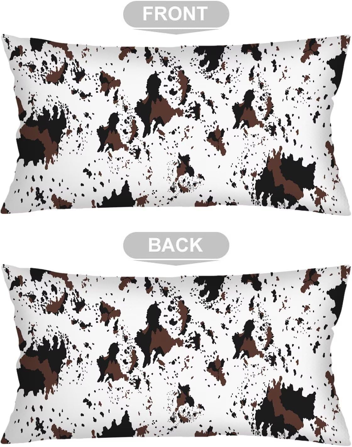 Cow Print Pillow Cases King Size Pillow Covers with Zipper,Cow White Brown Cowhide Printed Cushion Case Western Pillows Cover Farmhouse Decorative Pillowcase for Bed,Couch,Sleeping,20"x40"