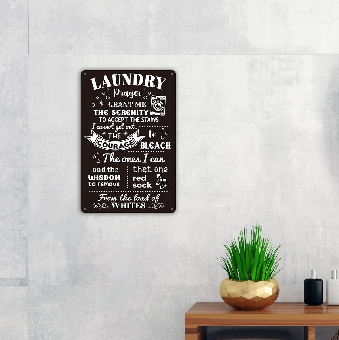 Funny Laundry Room Quote Metal Tin Sign Wall Decor, Laundry Prayer Grant Me the Serenity to Accept Laundry Room Sign for Home Decor Gifts