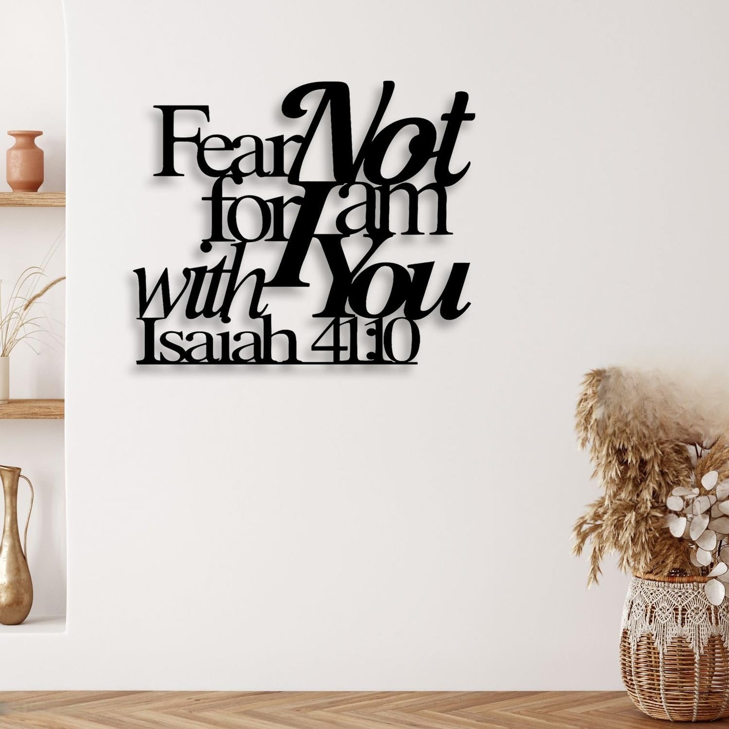 LIYOUYA Isaiah 41:10 Metal Wall Decor - Room Decor Black Christian Scripture Wall Art Home Decor for Living Room, Bedroom, Dining Room (Black)