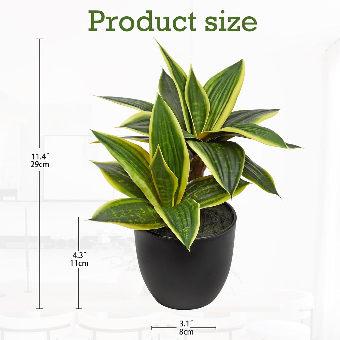 DILATATA Fake Snake Plant 11 Inch Small Potted Good Luck Plant Artificial Snake Plants Faux Mother in Law Tongue Sansevieria Plant - 20 Leaves Fake Laurentii for Indoor Outdoor Home Office Decor