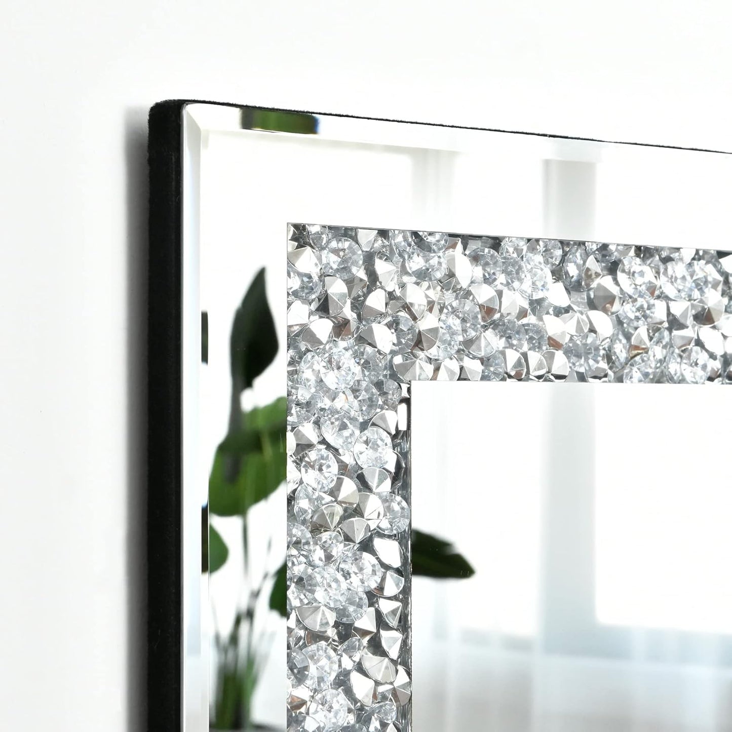 Crystal Decorative Mirror-16 x20 Rectangle Gorgeous Silver Mirror, Crush Diamond Mirror for Wall Decoration Bedroom, Hallway, Dining Room
