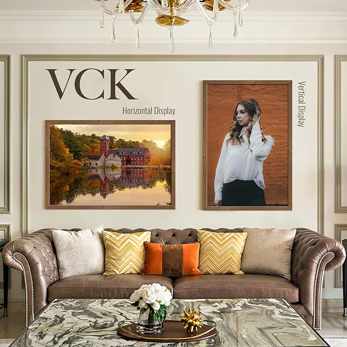 VCK 24x36 Poster Frame Brown Walnut - 3 Pack, Exclusive Natural Wood Grain Solid Wood Picture Frame, Wall Hanging