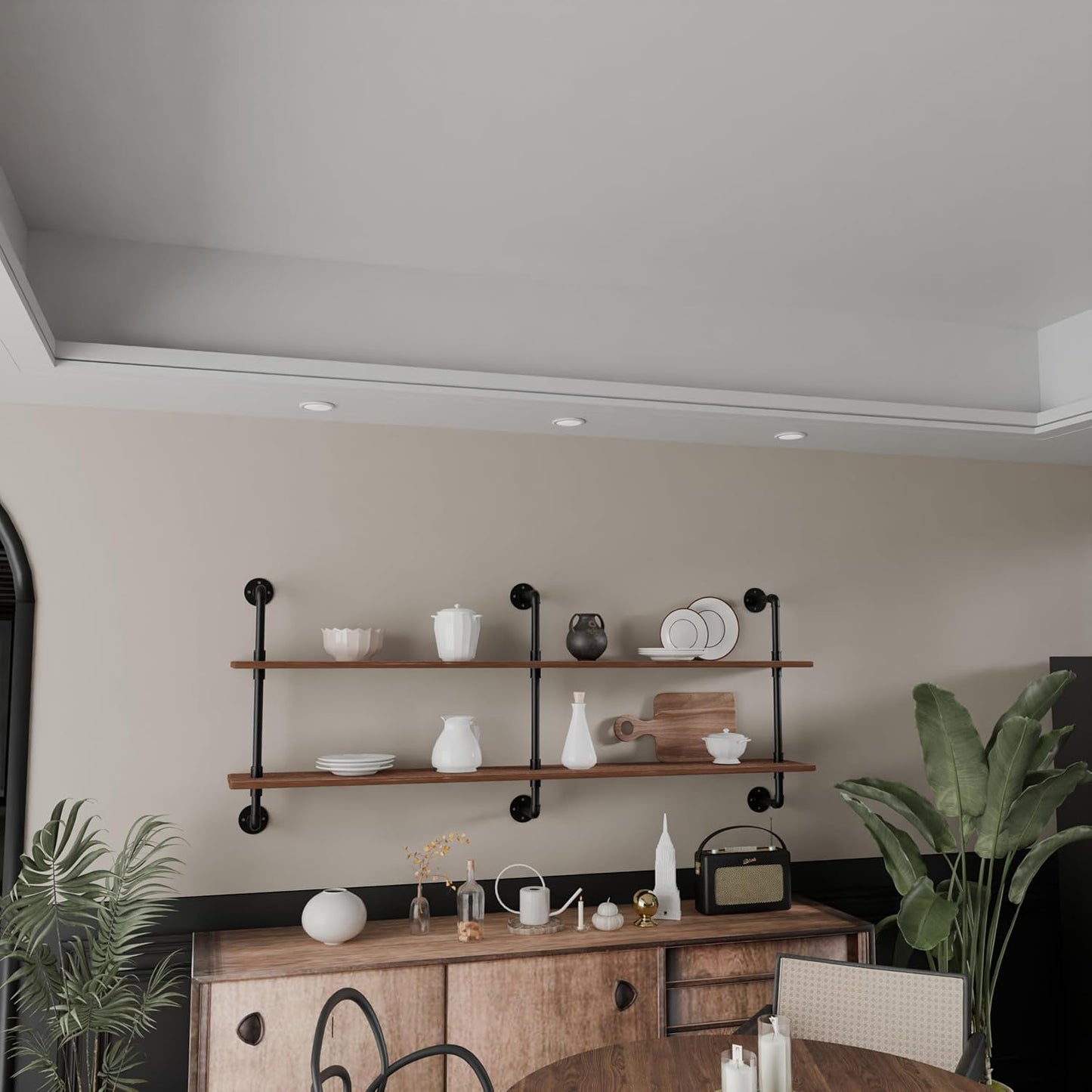 Floating Shelves for Wall Laundry Room Shelves Bookshelf Industrial Pipe Shelving Shelf Real Wood Planks 60 inch Rustic Wall Shelves Hanging Bookshelves Farmhouse Kitchen Bar Shelving