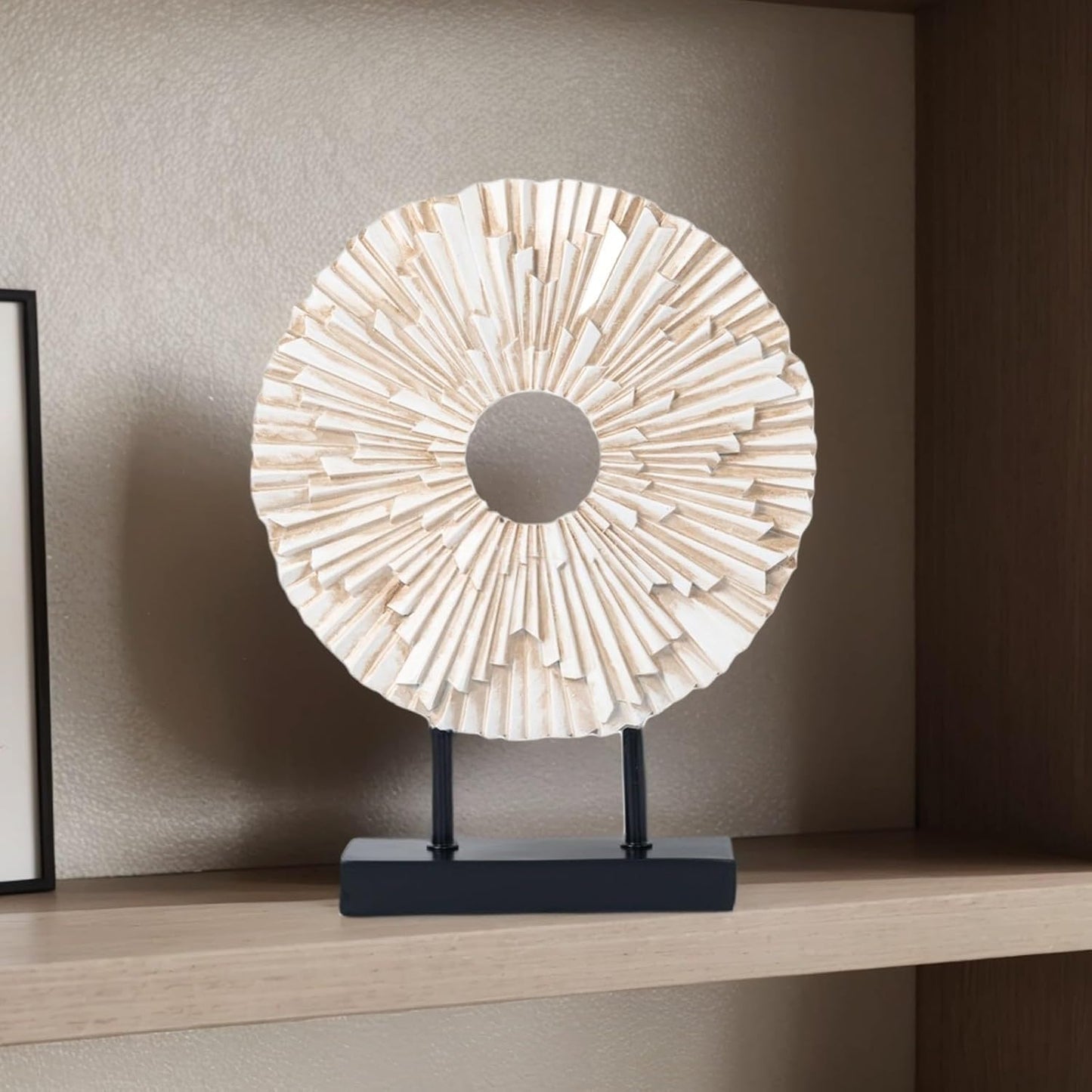 Minimalist Round Statue Above Cabinet Decor Kitchen, Modern Decorative Sculpture Home Decorations for Living Room Coffee Table, Office Decor Items, Center Pieces Decoration (White)