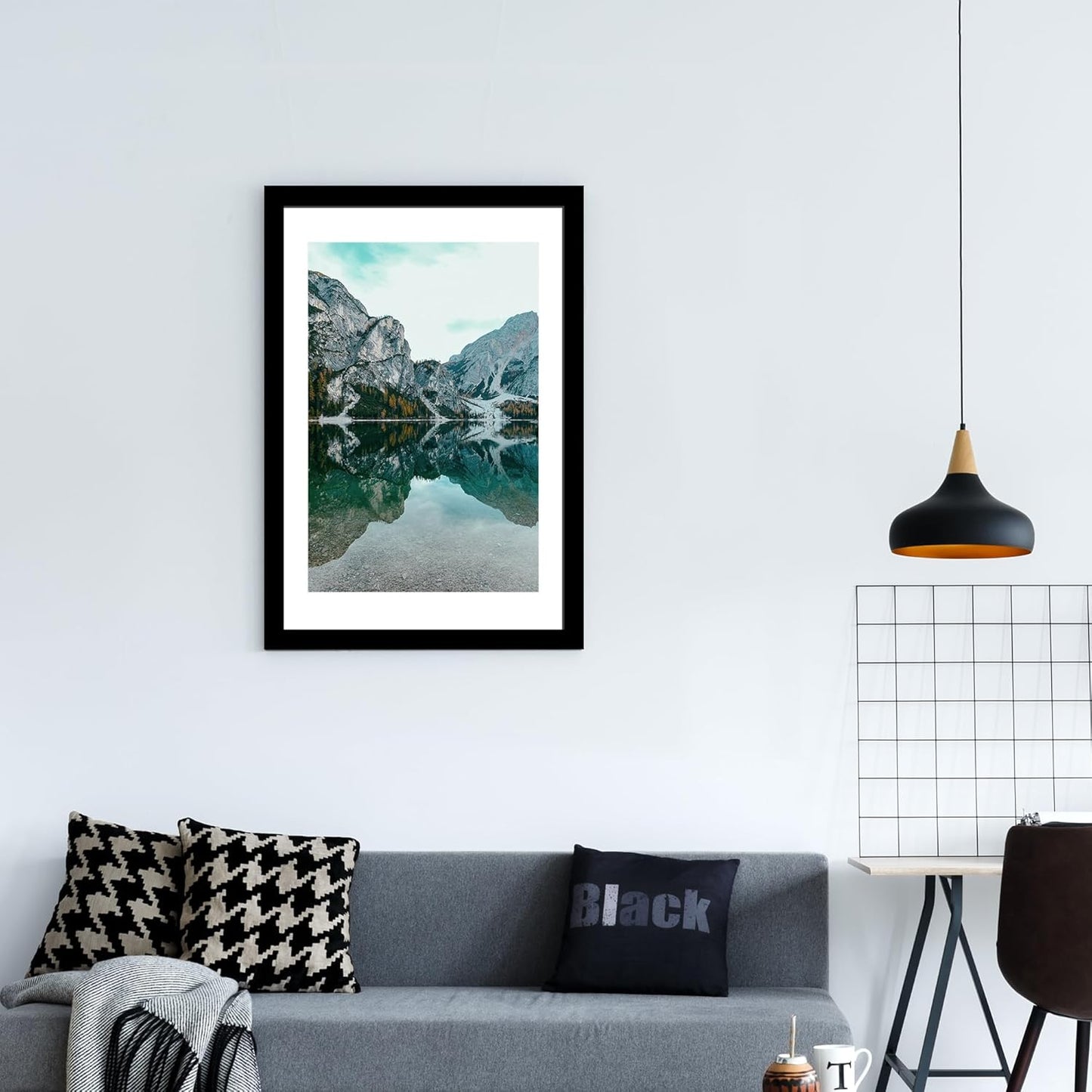 iRahmen 24x36 Poster Frame Set of 2 with Plexiglass, Black Picture Frame Display 20x30 Pictures with Mat or 24 x 36 Without Mat, Wood Photo Frame for Horizontal or Vertical Wall Mounting