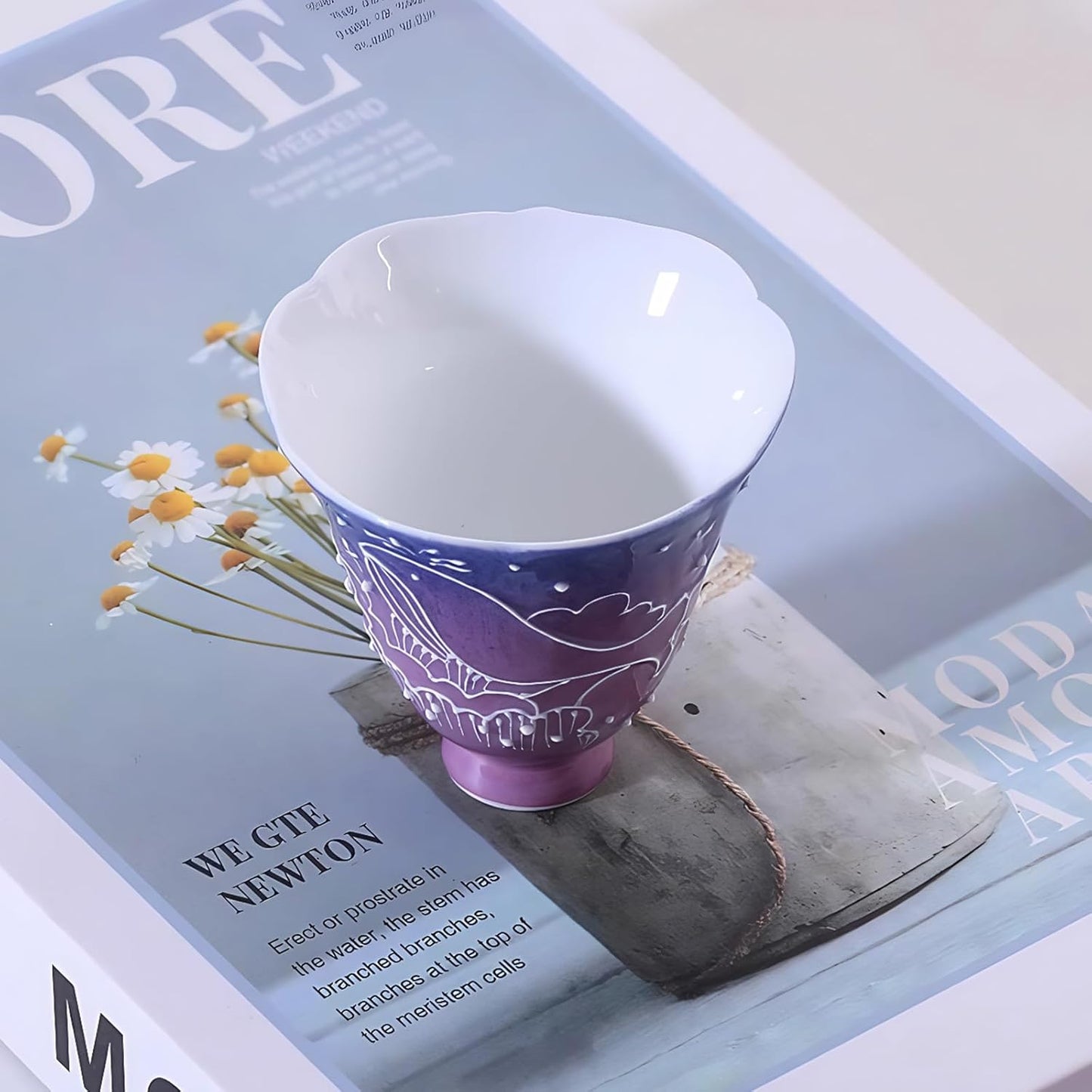 KAMMAK Ceramic Tea Cups Small, Cute Vintage Coffee Cup Set of 2, Porcelain Teacups Espresso Mug, 2oz Hand Painted Chinese Afternoon Tea Party Mugs, Birthday Gift for Women Men, Changqing Lingkou