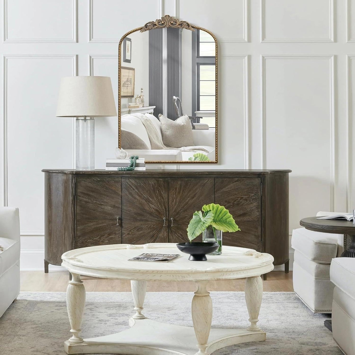 Micasso Ornate Antique Gold Mirror: 24"x 36" French Baroque Arched Mirror - Traditional Vintage Mirrors for Wall/Mantel/Entryway/Bathroom/Hallway - Home Decor for Living Room